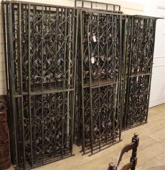 Two sections of wrought iron railings, approximate length 53.5ft, Height 5ft 11